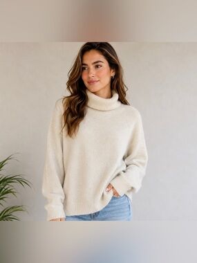 Wilfred Cream Turtleneck Sweater - Soft Knit